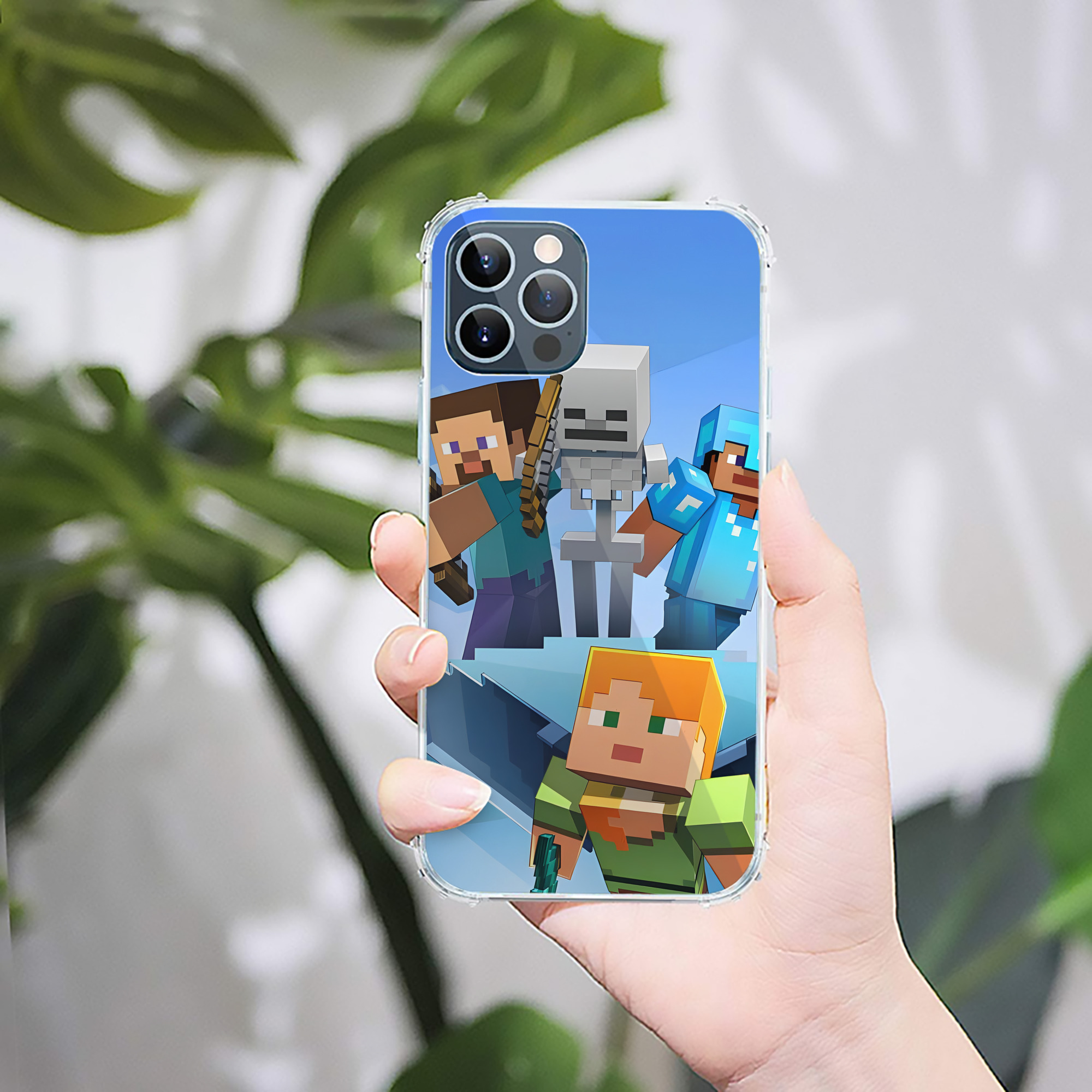 （画像用） マインクラフト ブロックの世界 Minecraft MC Block world 【iPhone 12シリーズ対応】透明スマホケース（クリアソフトケース）
